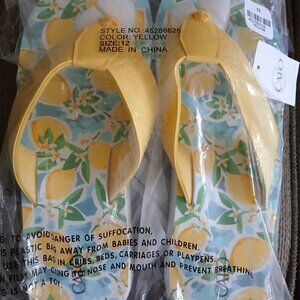 Cato Women's Lemon Sequin Flip Flops - NWT